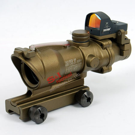 Tactical TA31 ACOG 4X32 Rifle Scope with Auto Red Dot tan